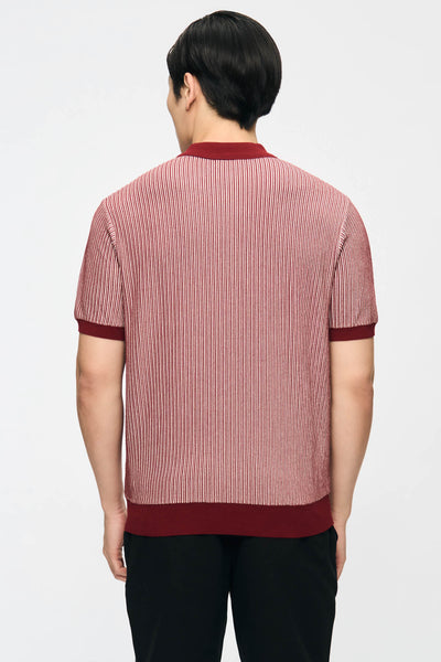 Men's Contrast Stripe Knit Polo With Hemband
