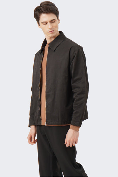 Men's Pointed Collared Zip Up Jacket